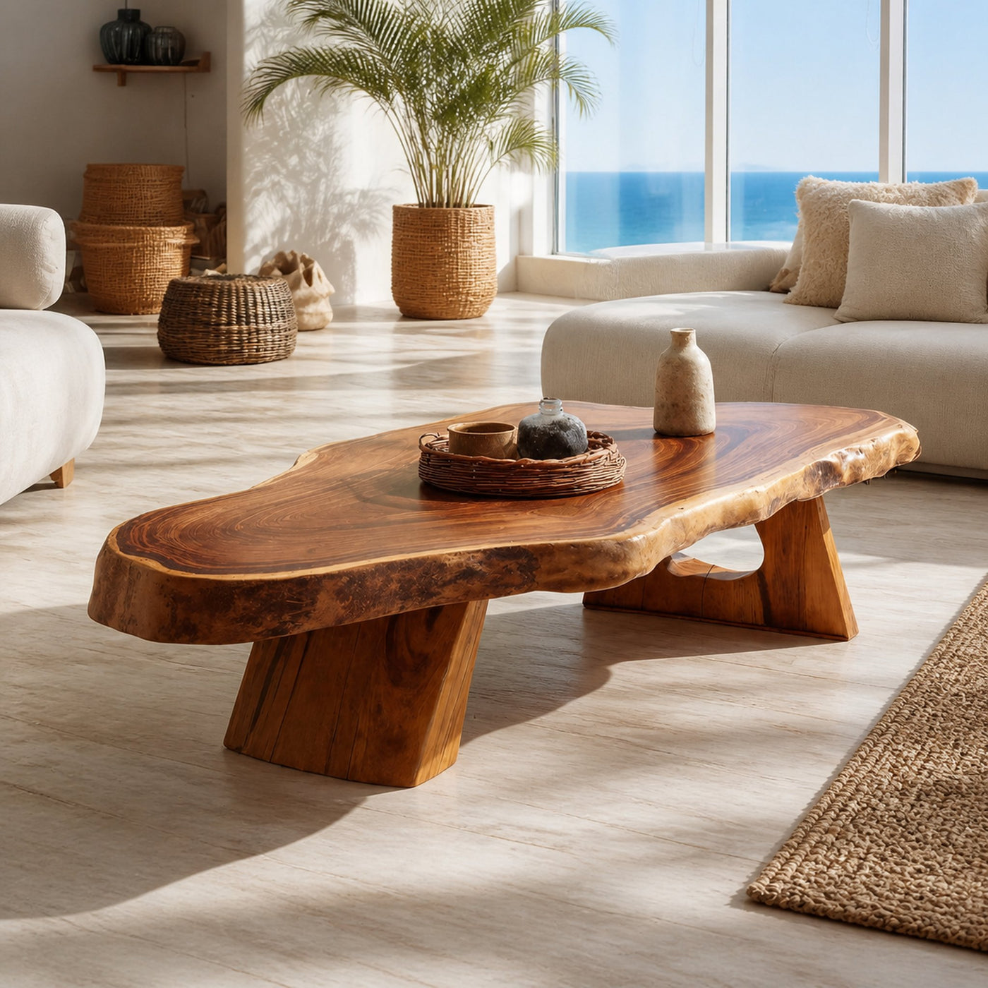 Handcrafted Wooden Live Edge Coffee Table For Living Room
