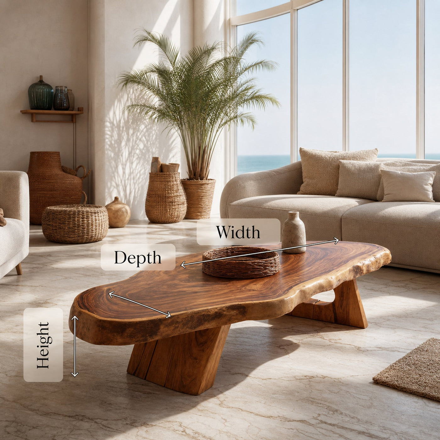 Handcrafted Wooden Live Edge Coffee Table For Living Room - product view 6
