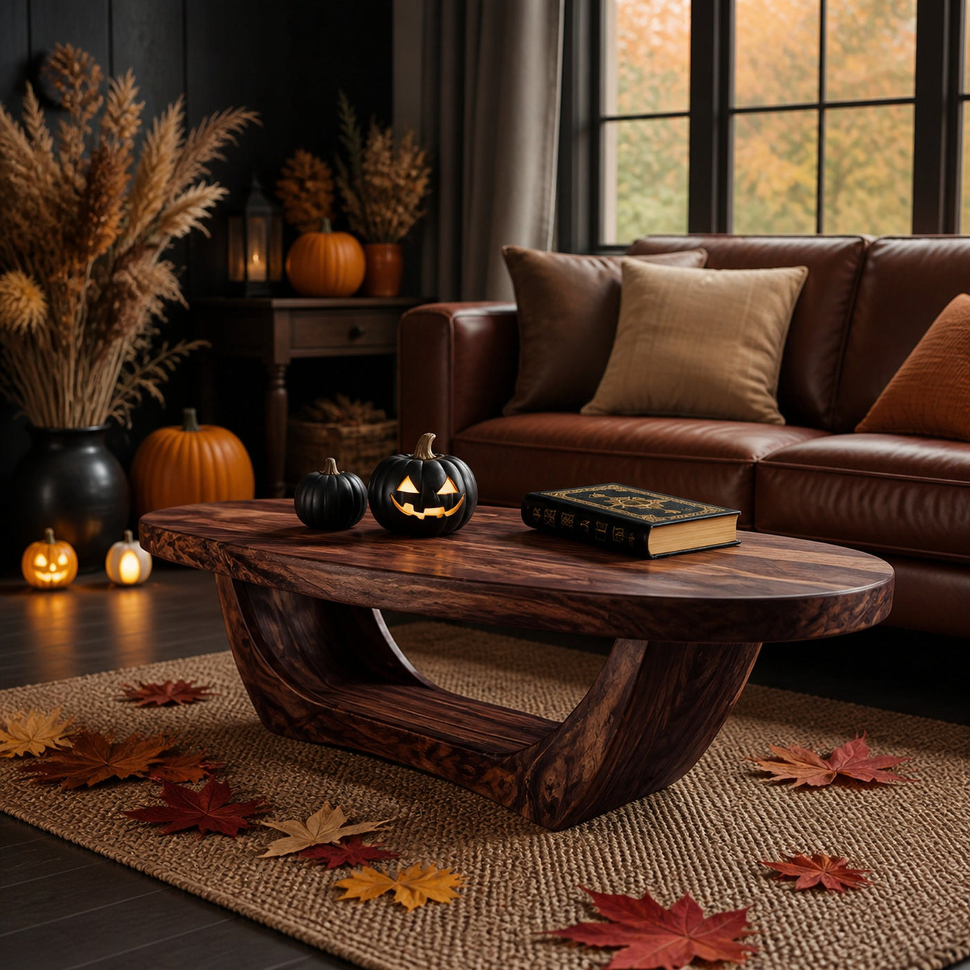 Handcrafted Wooden Live Edge Coffee Table For Living Room Halloween Style - product view 7