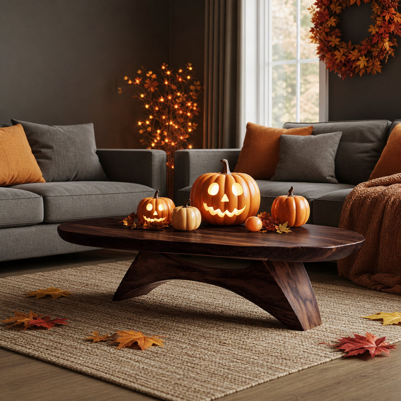 Handcrafted Wooden Live Edge Coffee Table For Living Room Pumpkin Decor - product view 7