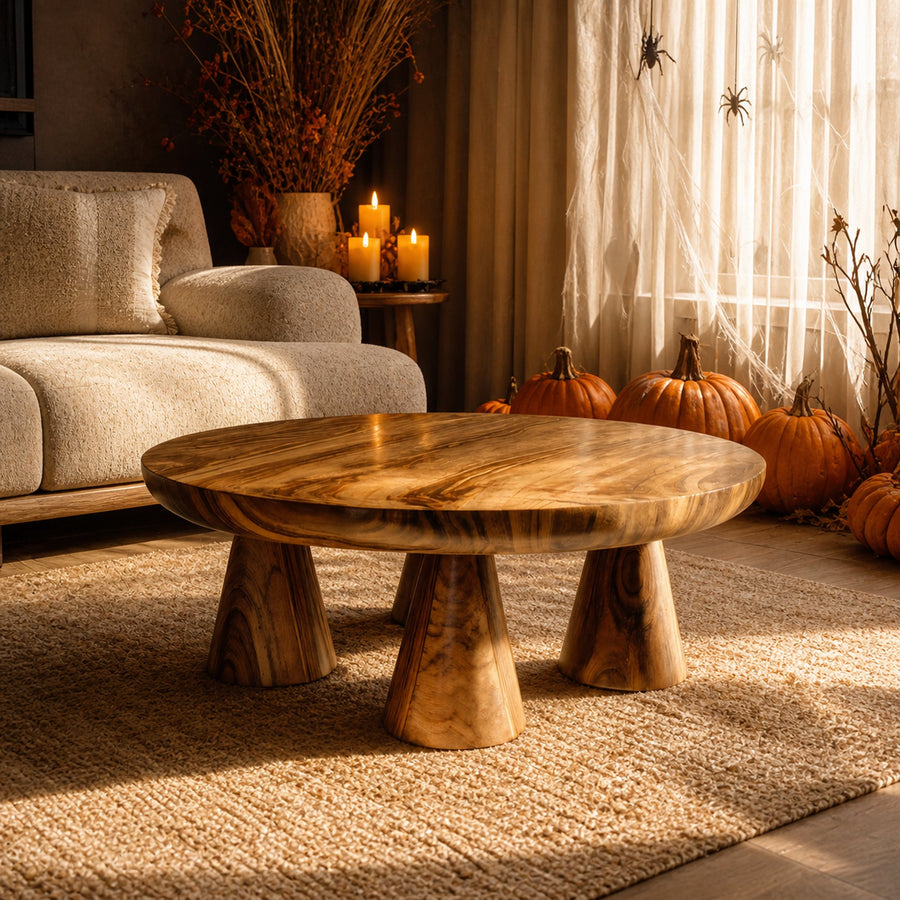 Handcrafted Wooden Live Edge Coffee Table Furniture Decor Pumpkin Season