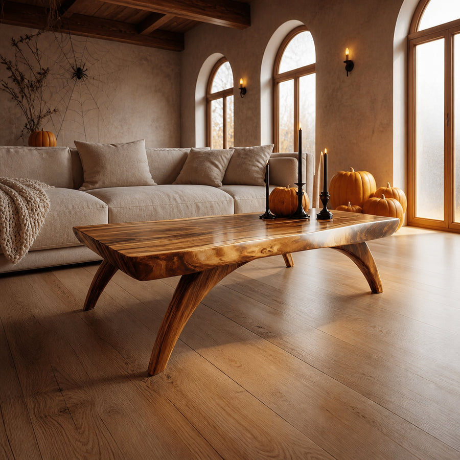 Handcrafted Wooden Live Edge Coffee Table Livingroom Decor Ghost Vibes