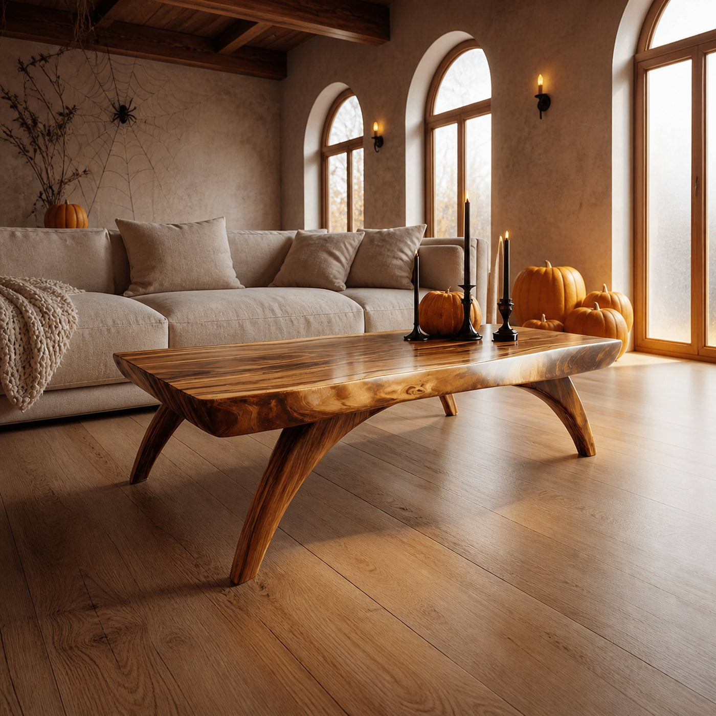 Handcrafted Wooden Live Edge Coffee Table Livingroom Decor Ghost Vibes