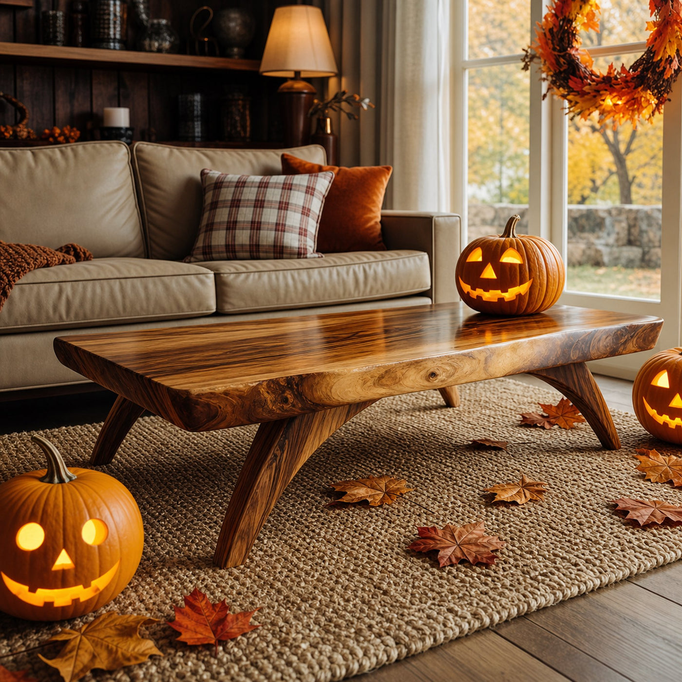 Handcrafted Wooden Live Edge Coffee Table Livingroom Decor Ghost Vibes - product view 6