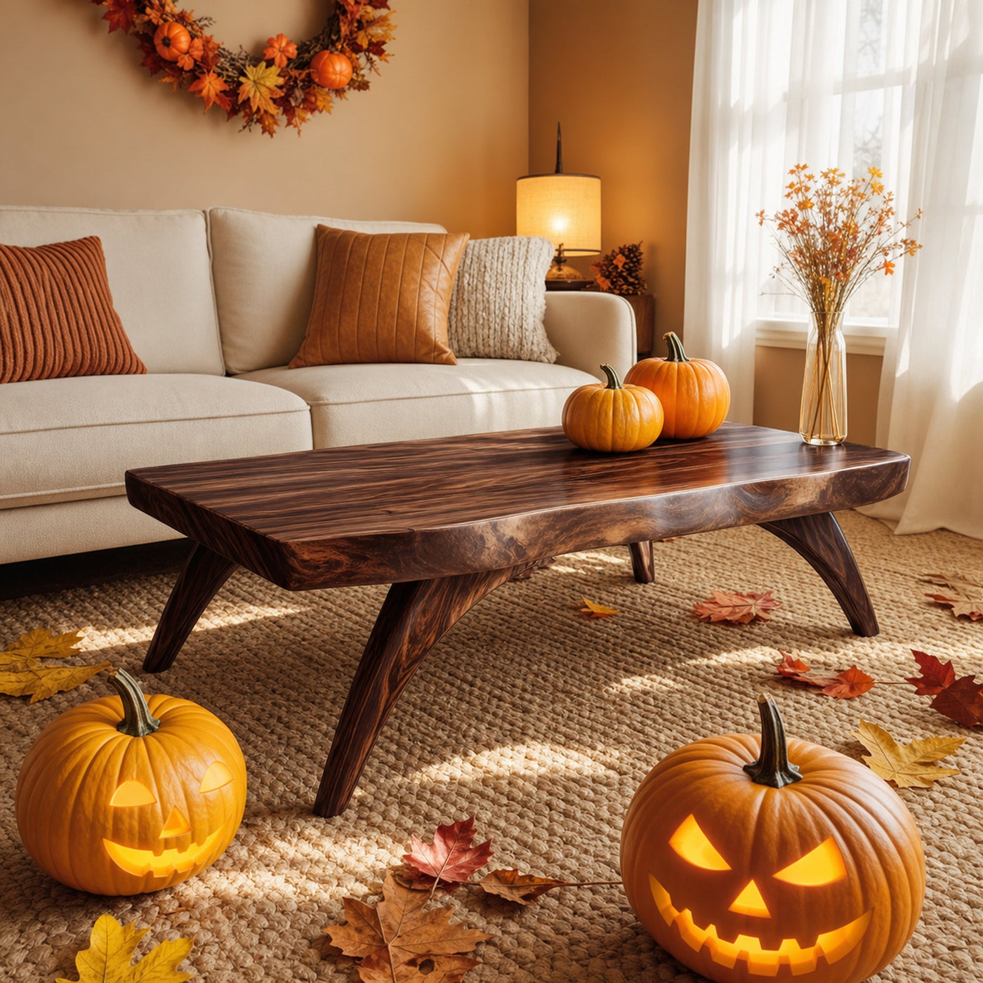 Handcrafted Wooden Live Edge Coffee Table Livingroom Decor Ghost Vibes - product view 7
