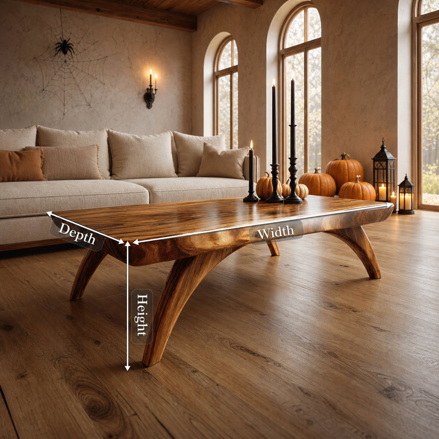 Handcrafted Wooden Live Edge Coffee Table Livingroom Decor Ghost Vibes - product view 8