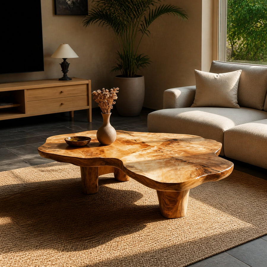 Handcrafted Wooden Live Edge Low Table For Living Room Home Decor