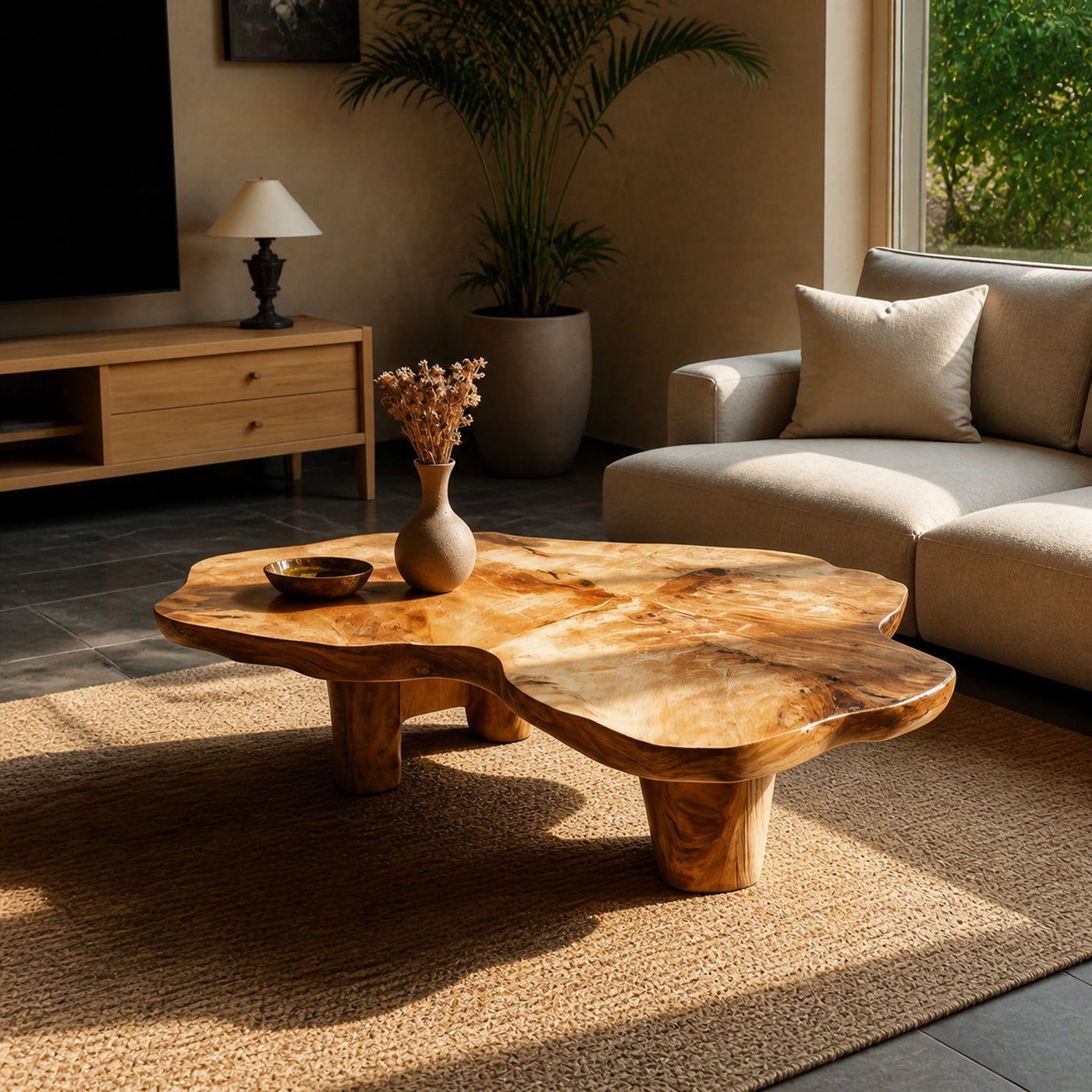 Handcrafted Wooden Live Edge Low Table For Living Room Home Decor