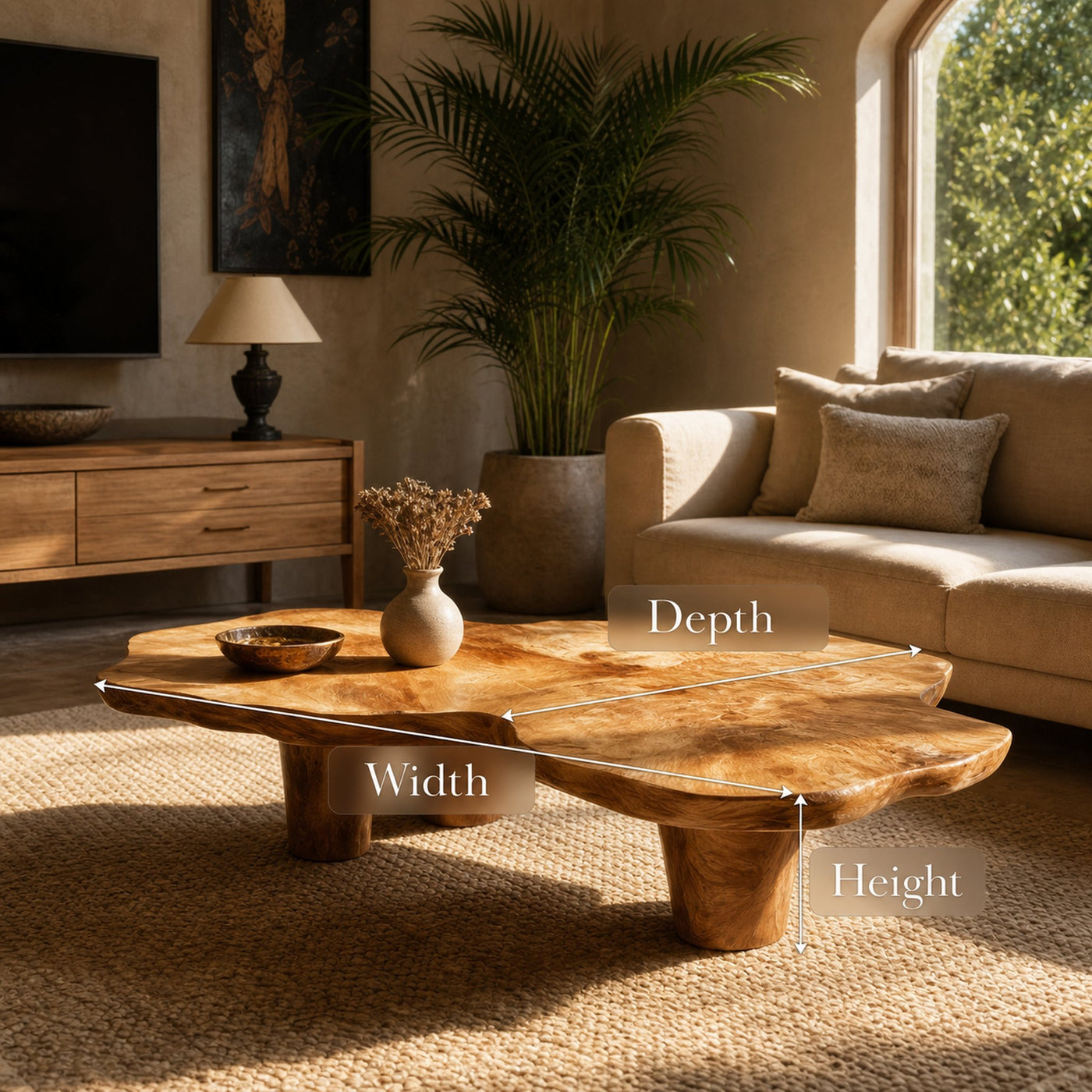 Handcrafted Wooden Live Edge Low Table For Living Room Home Decor - product view 6