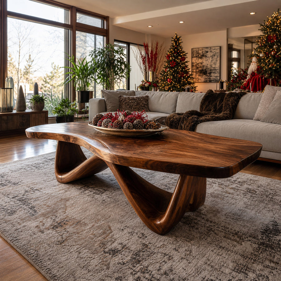 Handcrafted Wooden Solid Wood Coffee Table For Christmas Decor