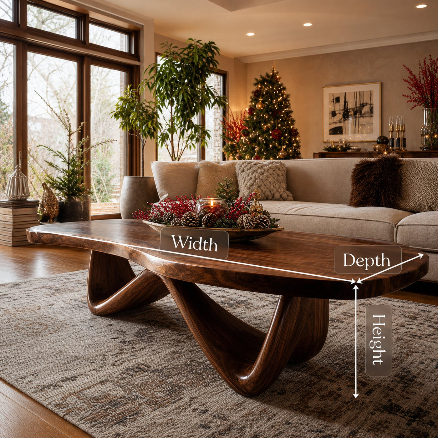 Handcrafted Wooden Solid Wood Coffee Table For Christmas Decor - product view 6