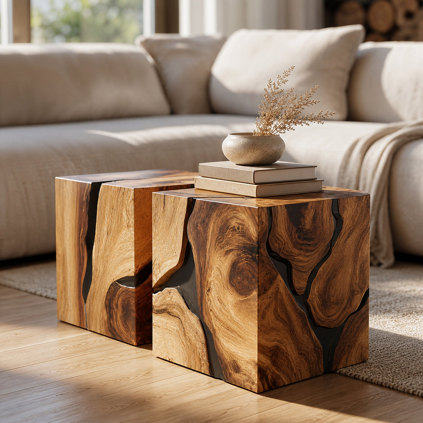 Handcrafted Wooden Square Coffee Table For Furniture Decor