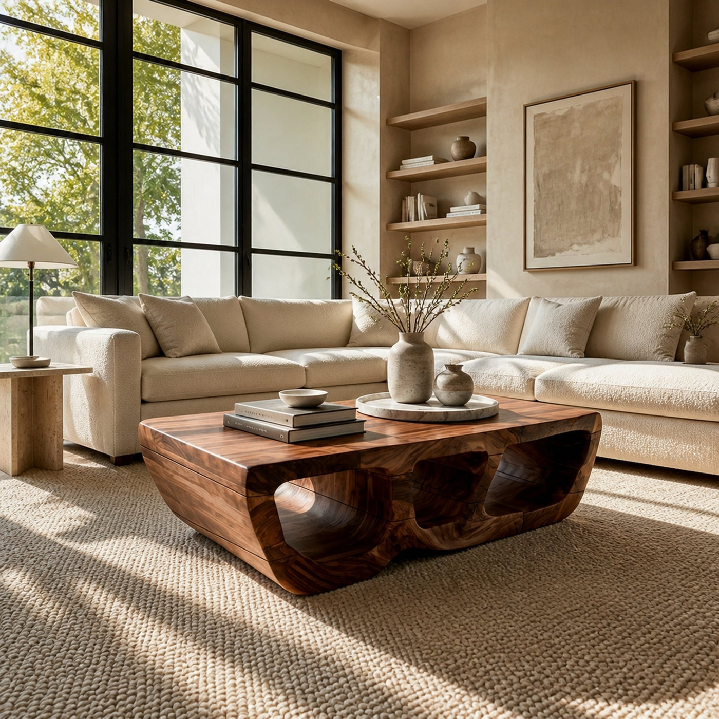 Mid Century Block Coffee Table Lounge Area