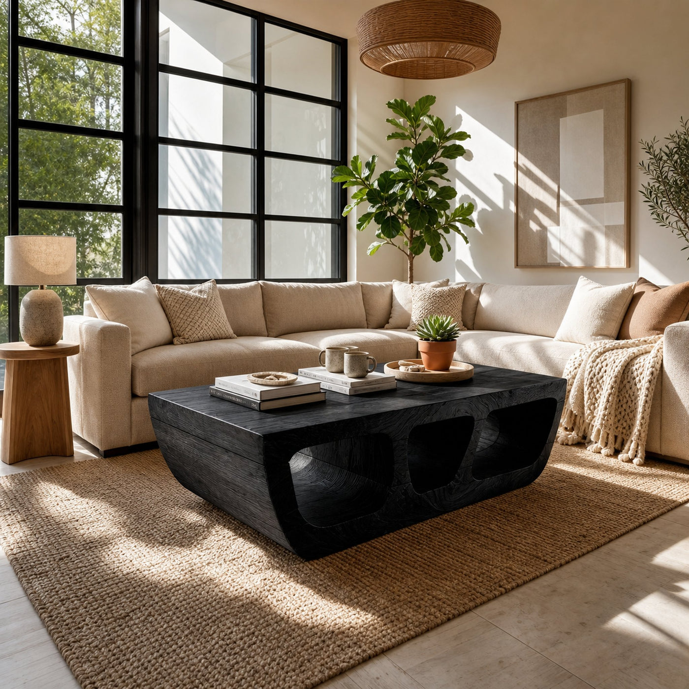 Mid Century Block Coffee Table Lounge Area - product view 7