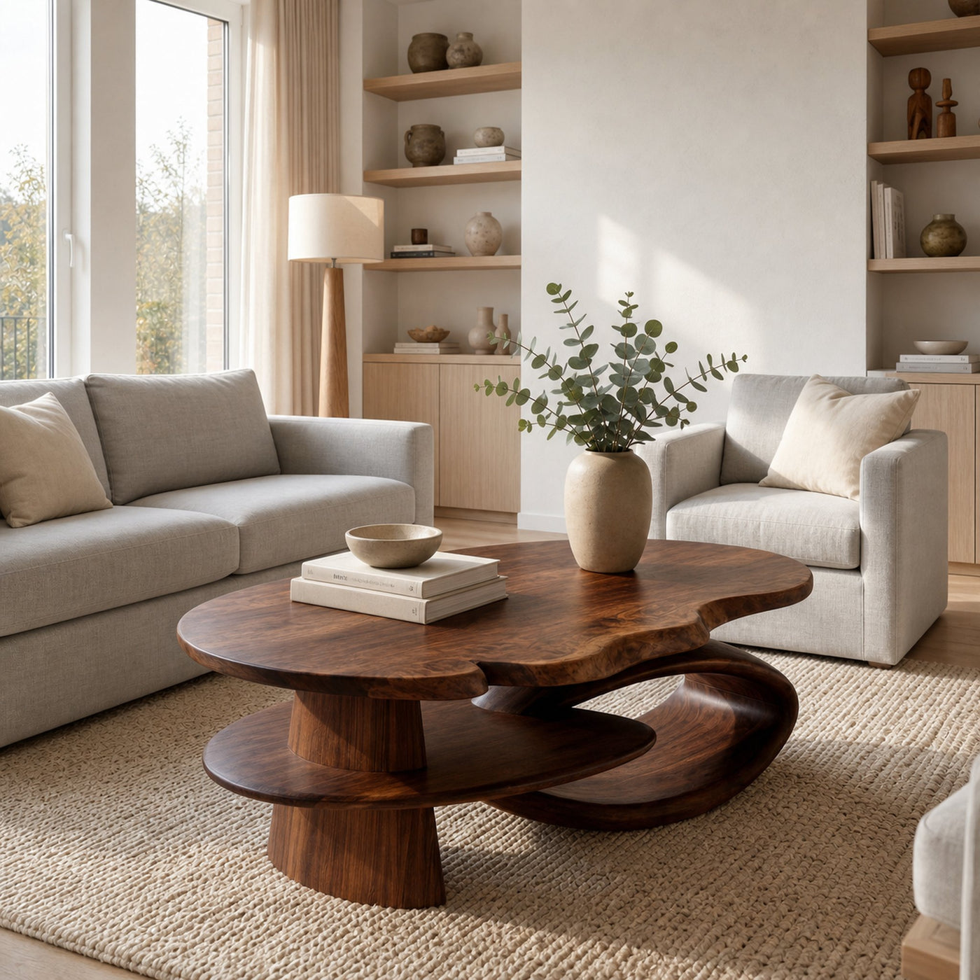 Mid Century Curved Coffee Table Living Room - product view 6