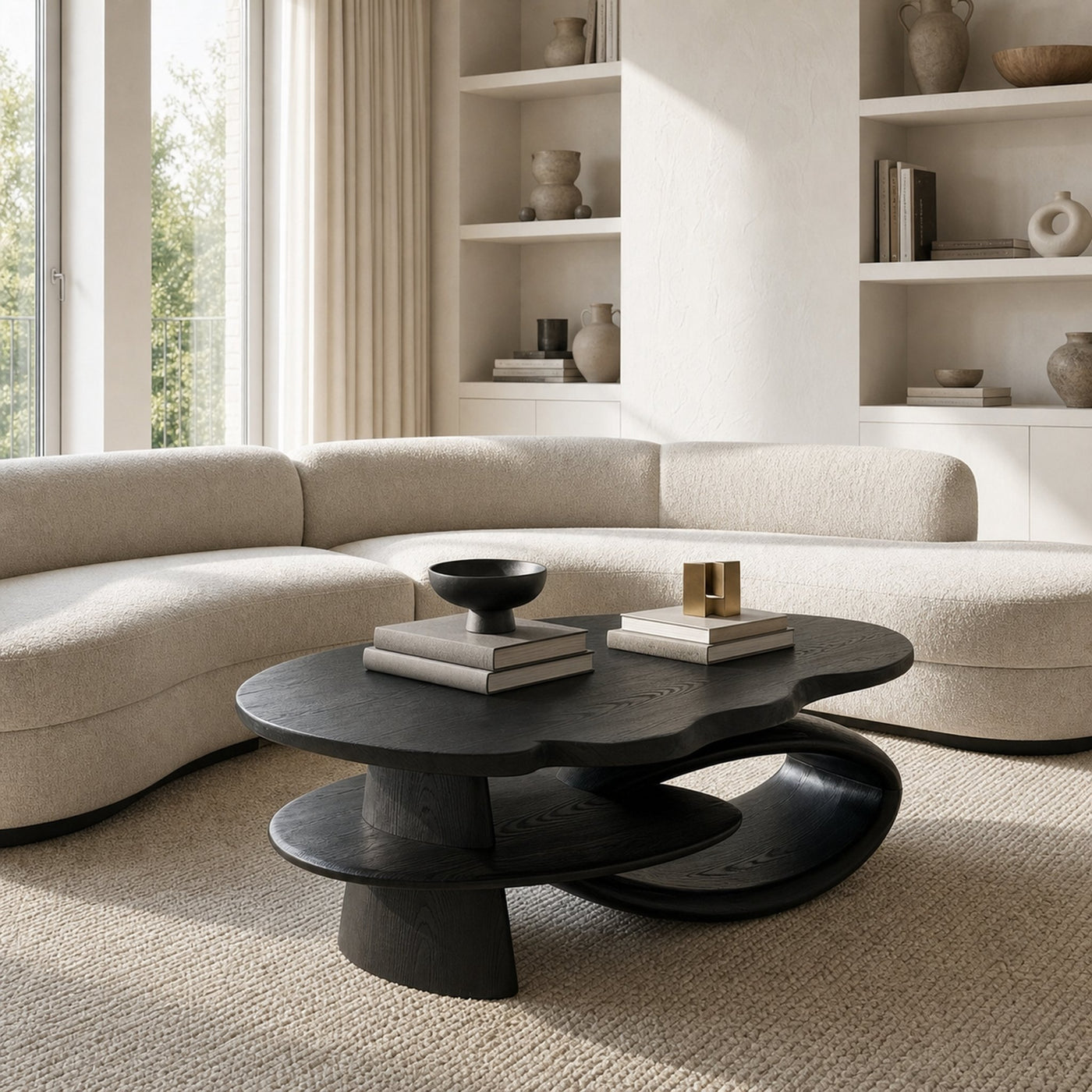 Mid Century Curved Coffee Table Living Room - product view 7