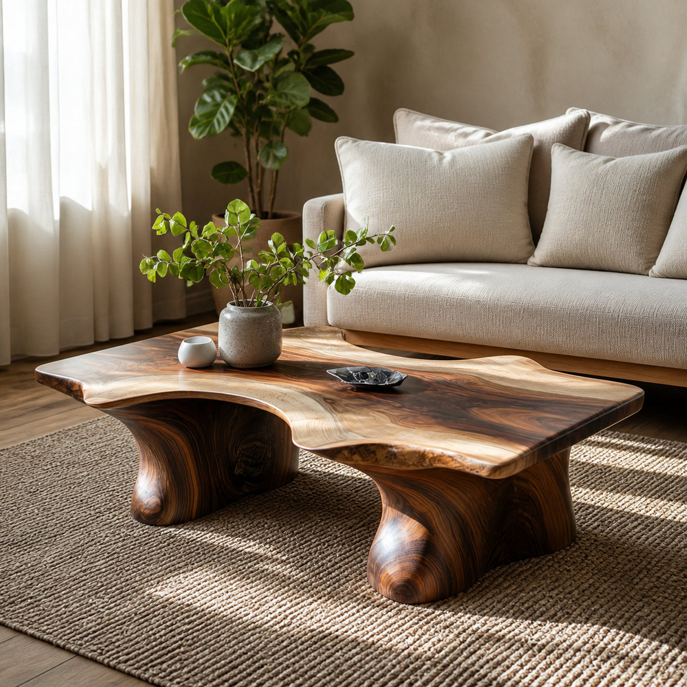 Mid Century Curved Edge Coffee Table Living Room Family Room Decor