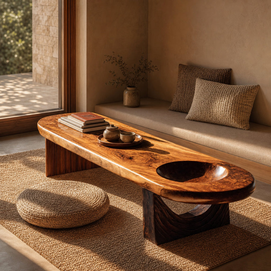 Mid Century Handcrafted Live Edge Coffee Table For Furniture Decor