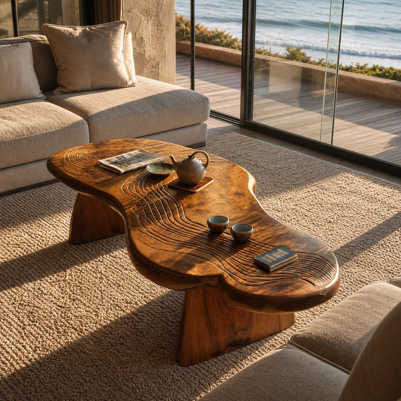Mid Century Handcrafted Live Edge Coffee Table For Living Room - product view 6