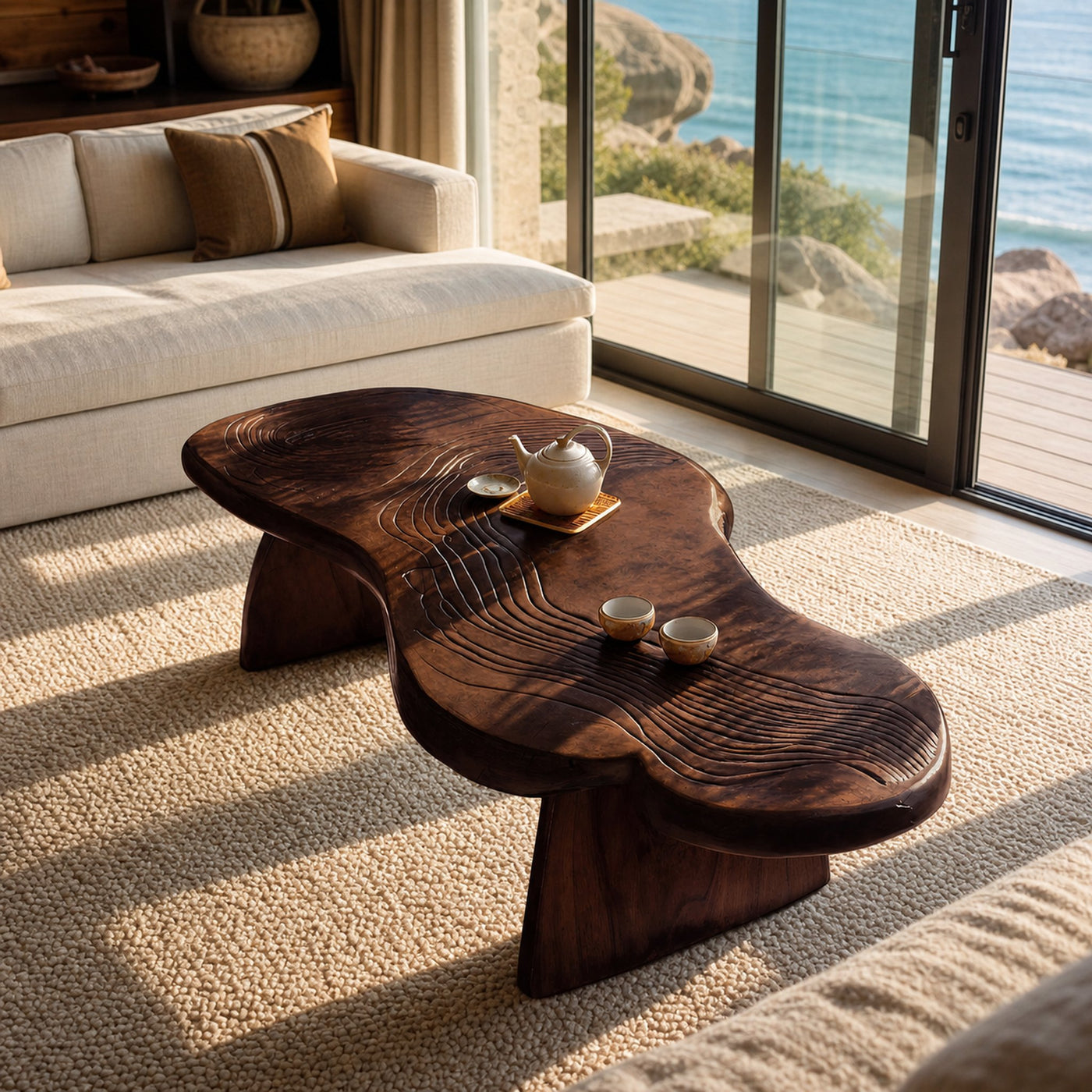 Mid Century Handcrafted Live Edge Coffee Table For Living Room - product view 7