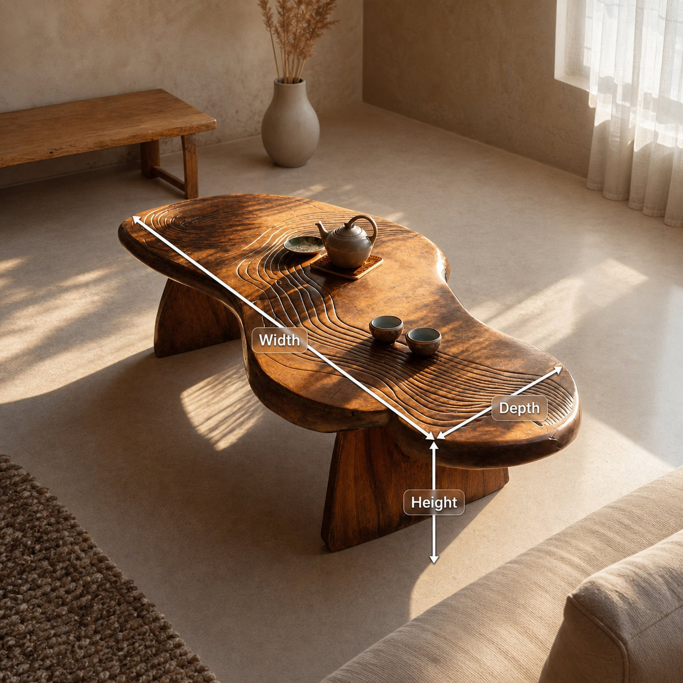 Mid Century Handcrafted Live Edge Coffee Table For Living Room - product view 8