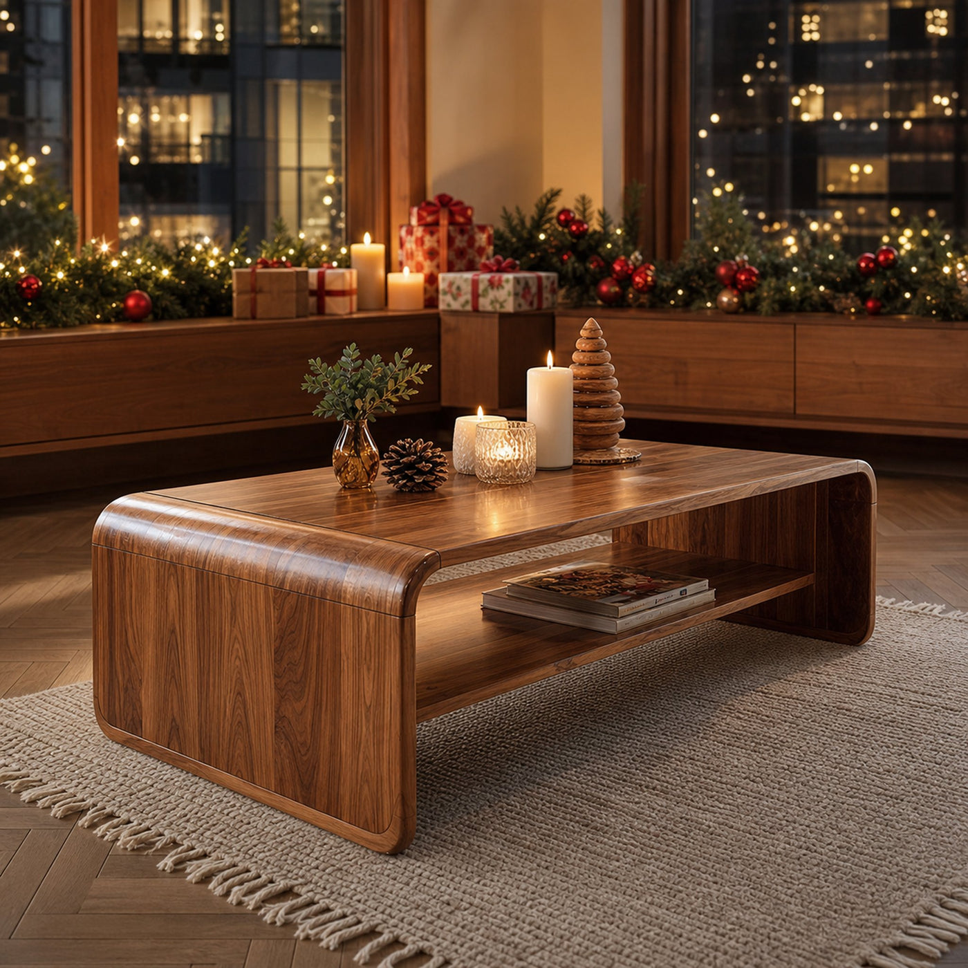 Mid Century Handcrafted Wooden Coffee Table For Christmas Entryway - product view 6