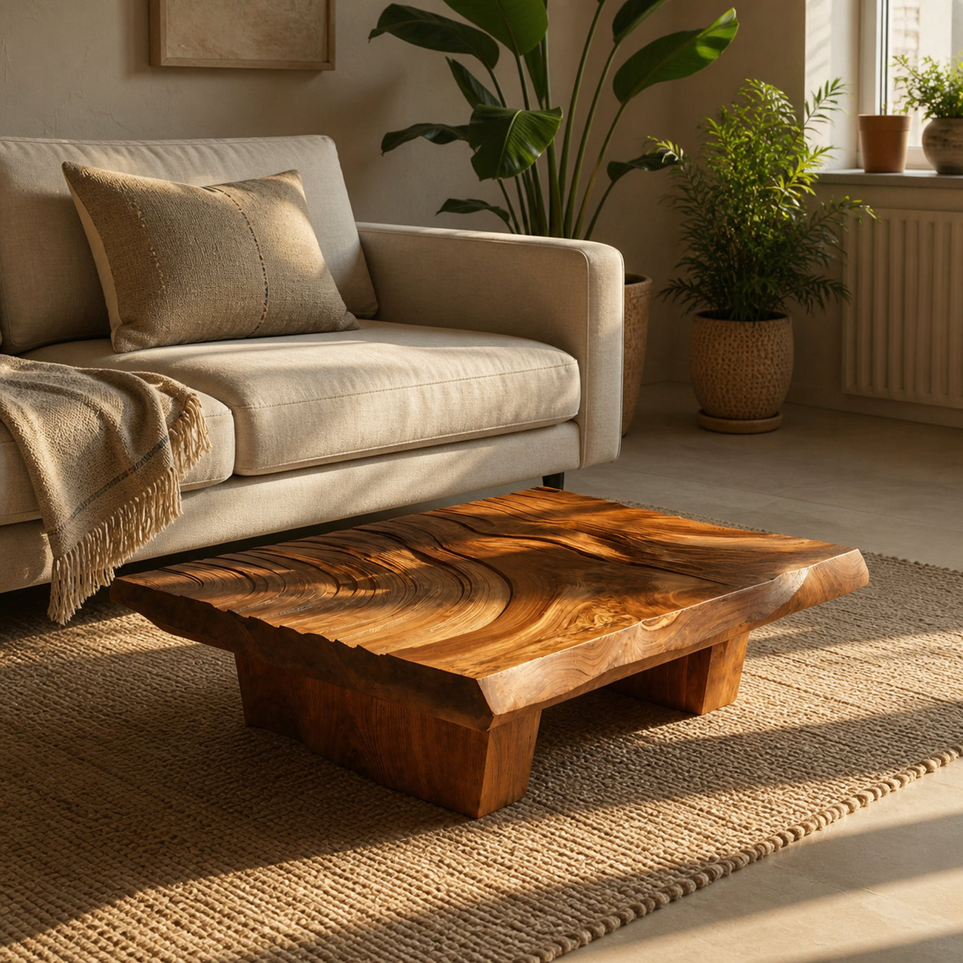 Mid Century Irregular Solid Wood Table For Living Room Decor - product view 6