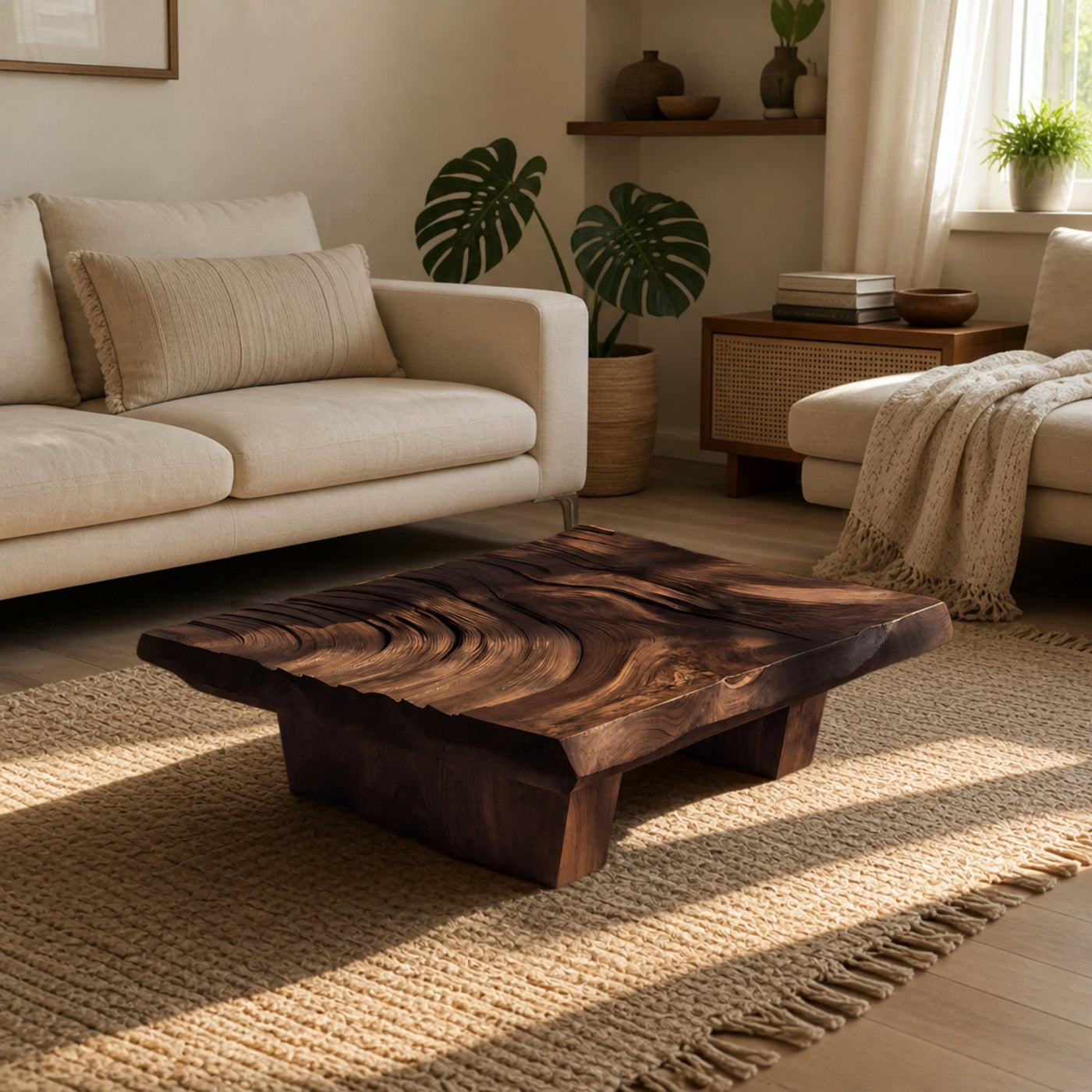 Mid Century Irregular Solid Wood Table For Living Room Decor - product view 7