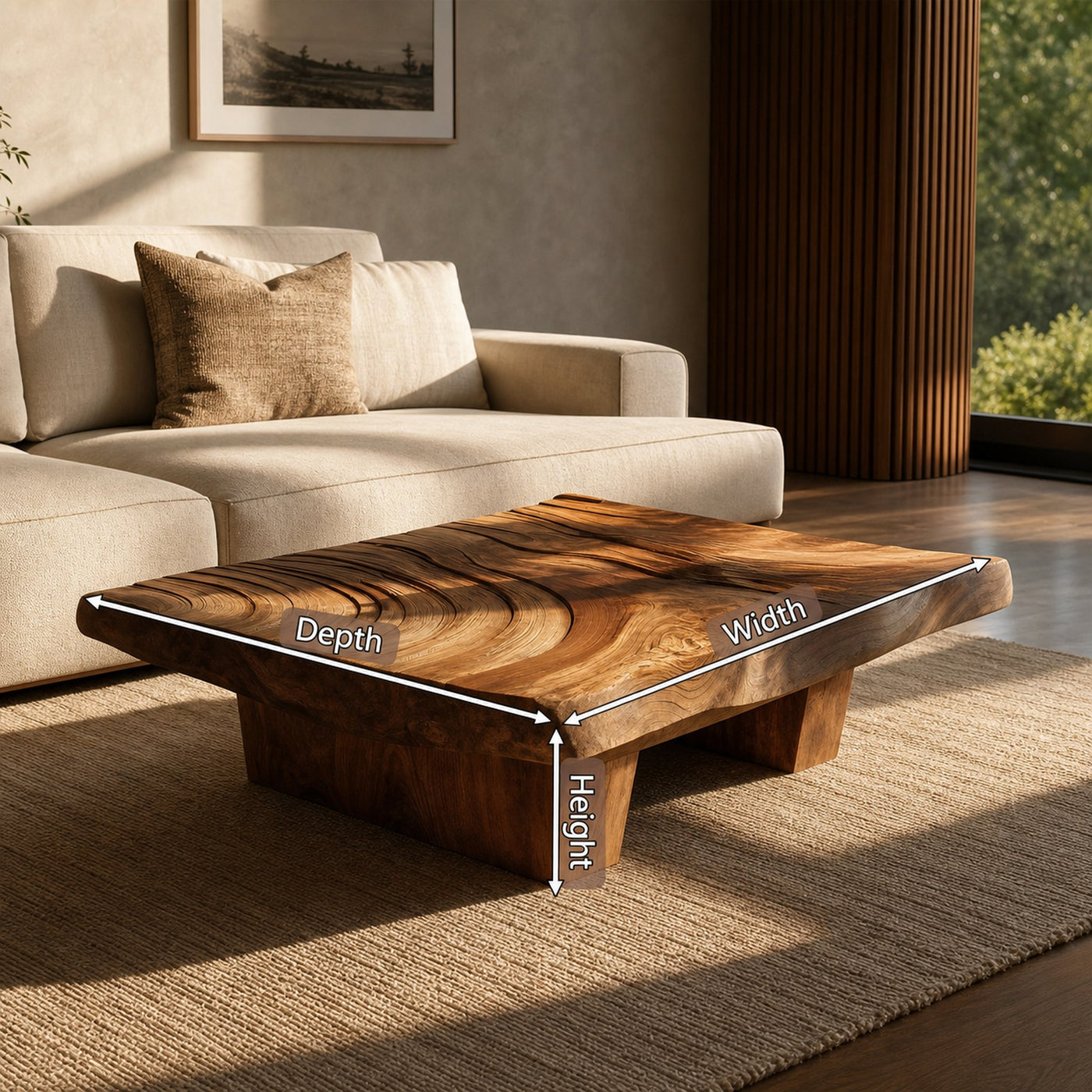 Mid Century Irregular Solid Wood Table For Living Room Decor - product view 8