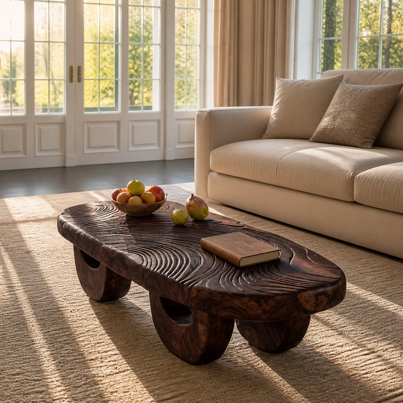Mid Century Irregular Wooden Coffee Table For Living Room Decor - product view 7