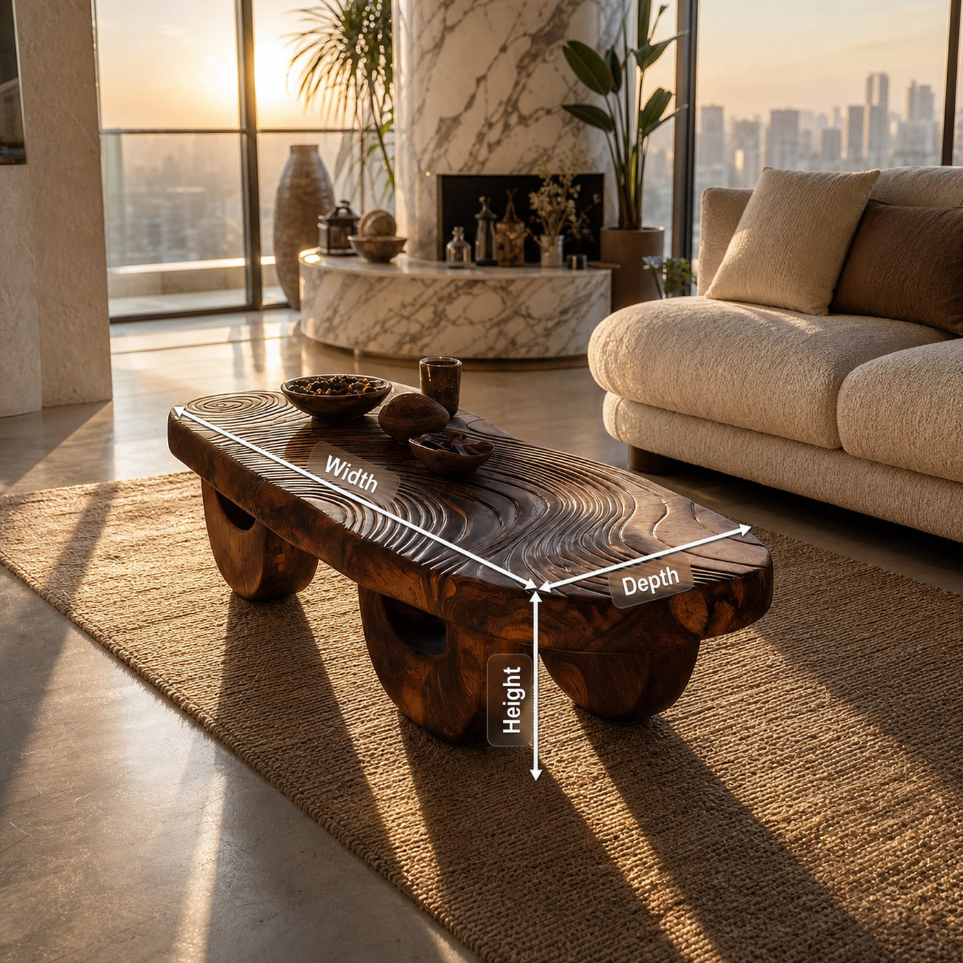 Mid Century Irregular Wooden Coffee Table For Living Room Decor - product view 8