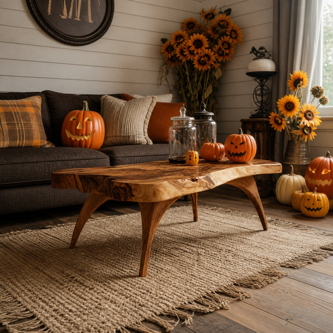 Mid Century Live Edge Coffee Table For Entryway Design Halloween Style - product view 6