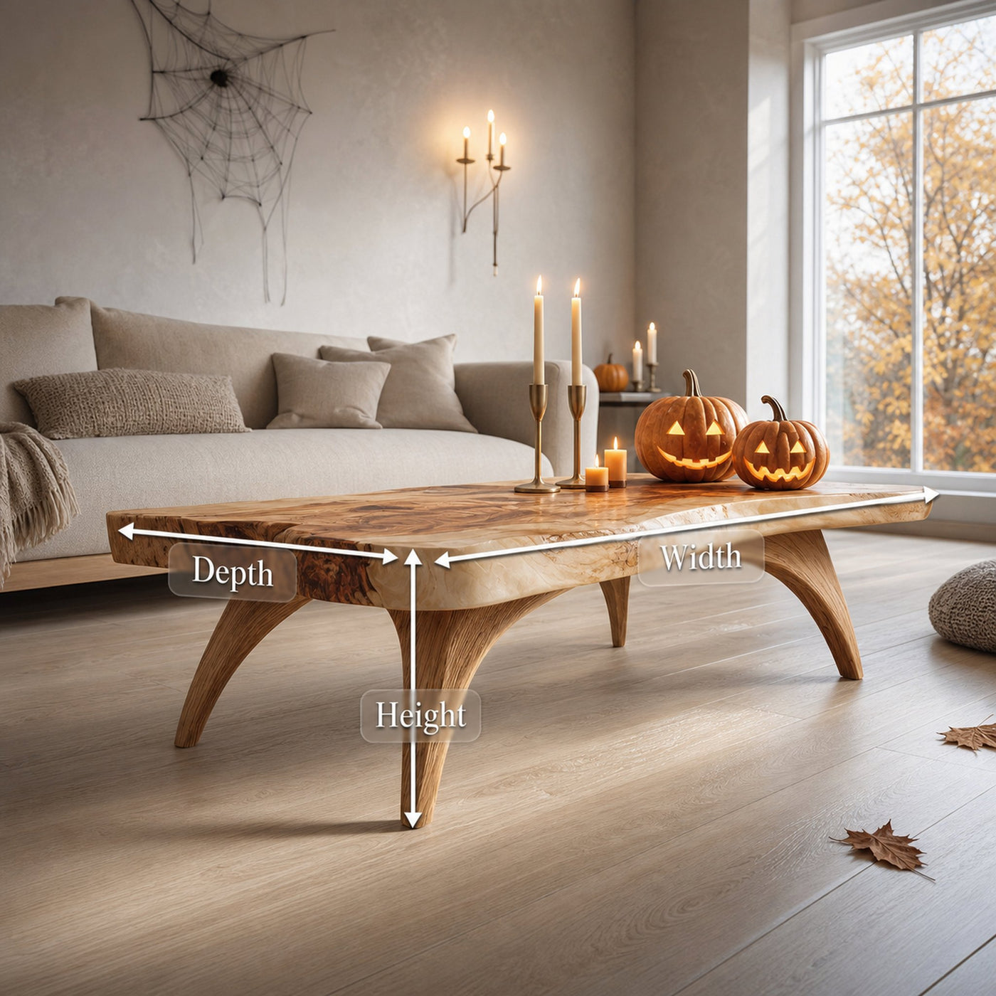 Mid Century Live Edge Coffee Table For Entryway Design Halloween Style - product view 8