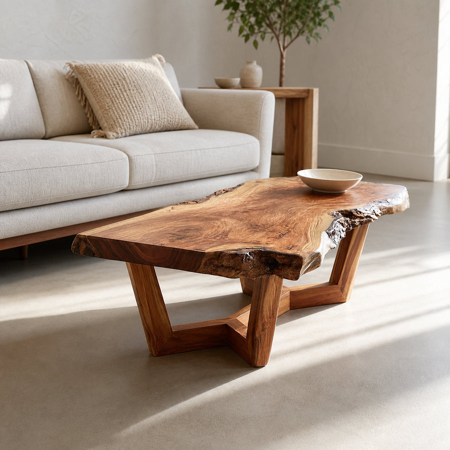 Mid Century Live Edge Coffee Table Living Room