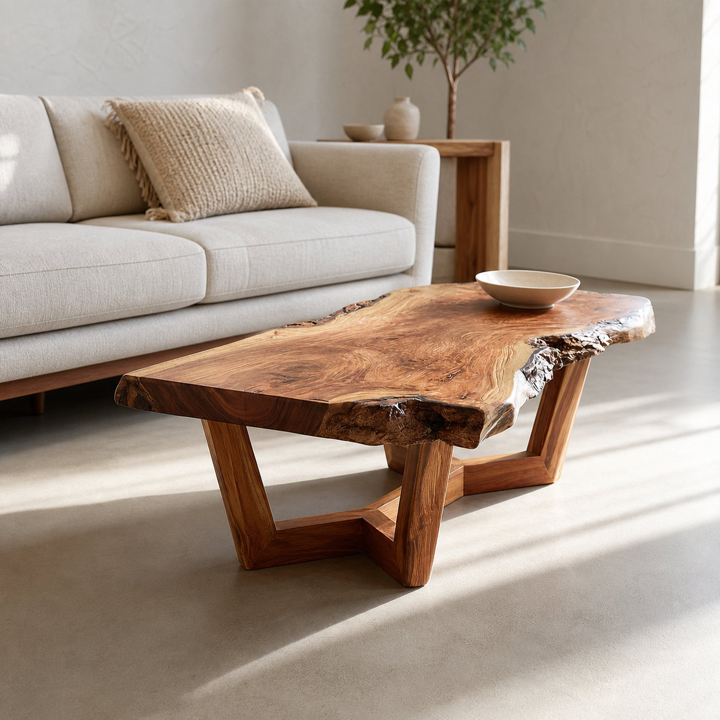 Mid Century Live Edge Coffee Table Living Room