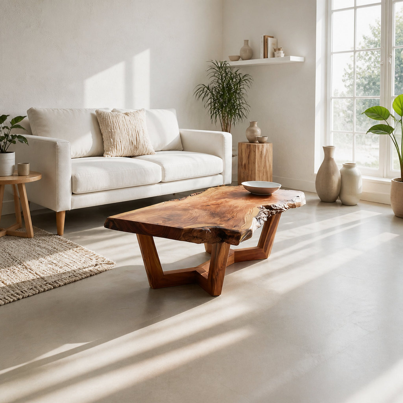 Mid Century Live Edge Coffee Table Living Room - product view 2