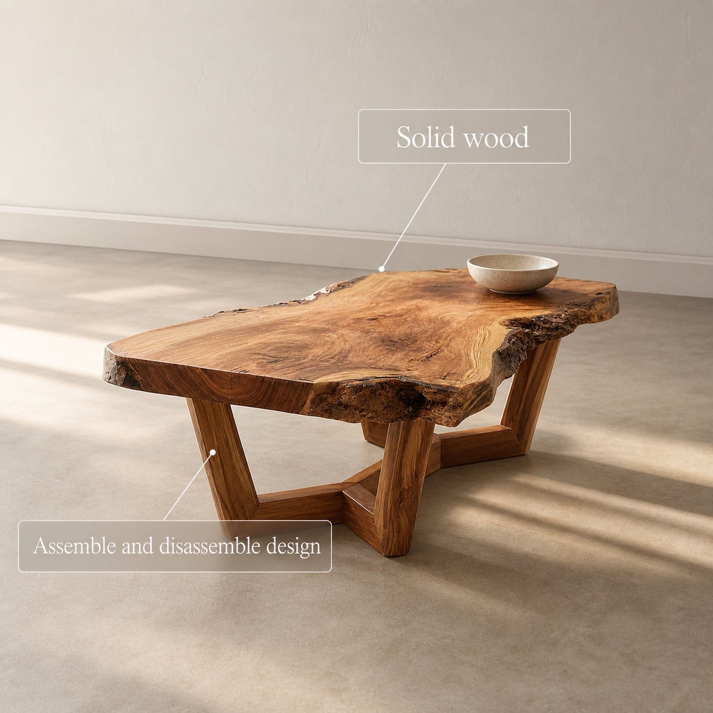 Mid Century Live Edge Coffee Table Living Room - product view 3