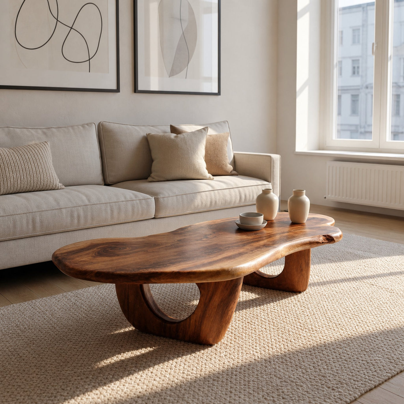 Mid Century Live Edge Coffee Table Solid Wood Furniture Decor - product view 6