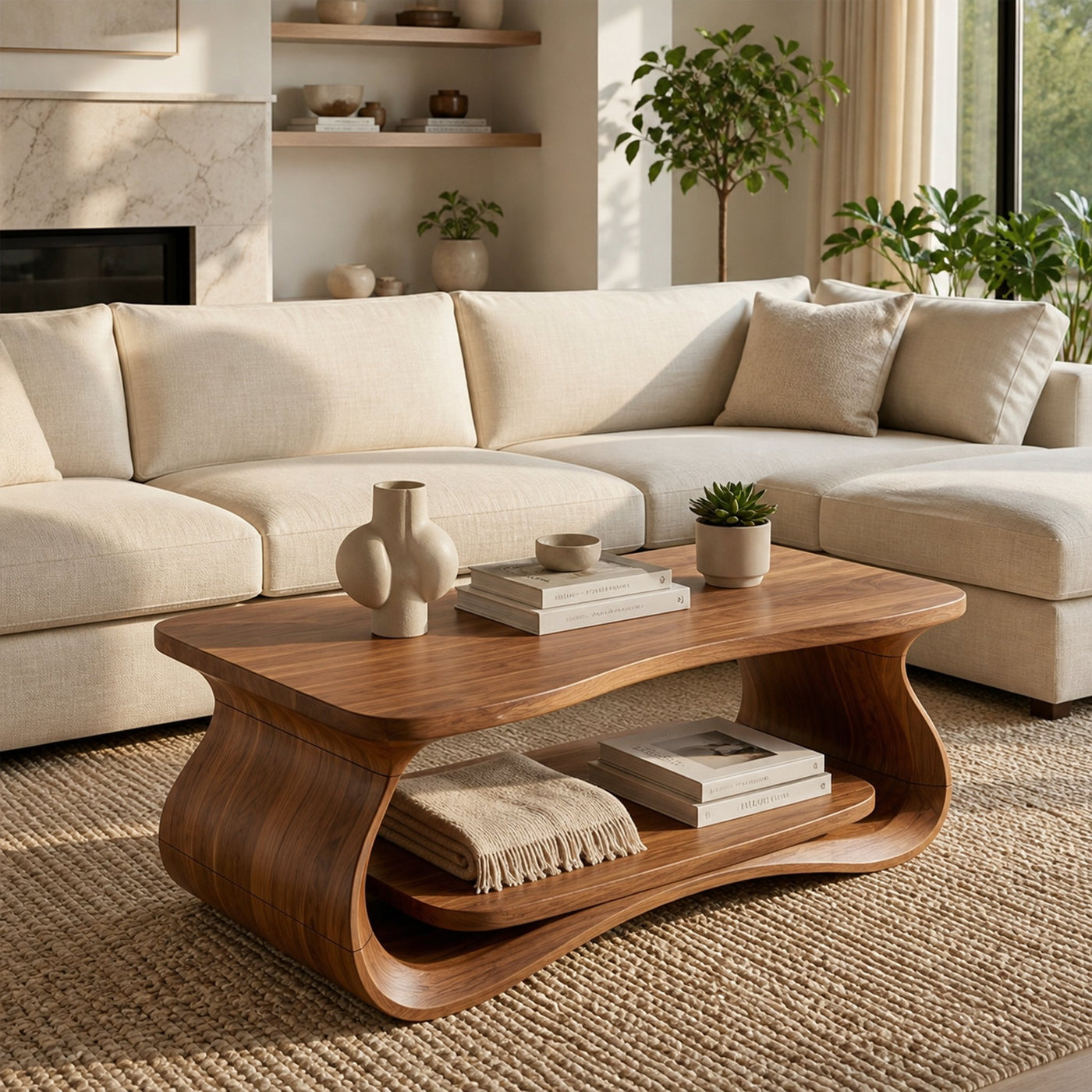 Mid Century Low Profile Coffee Table Living Room