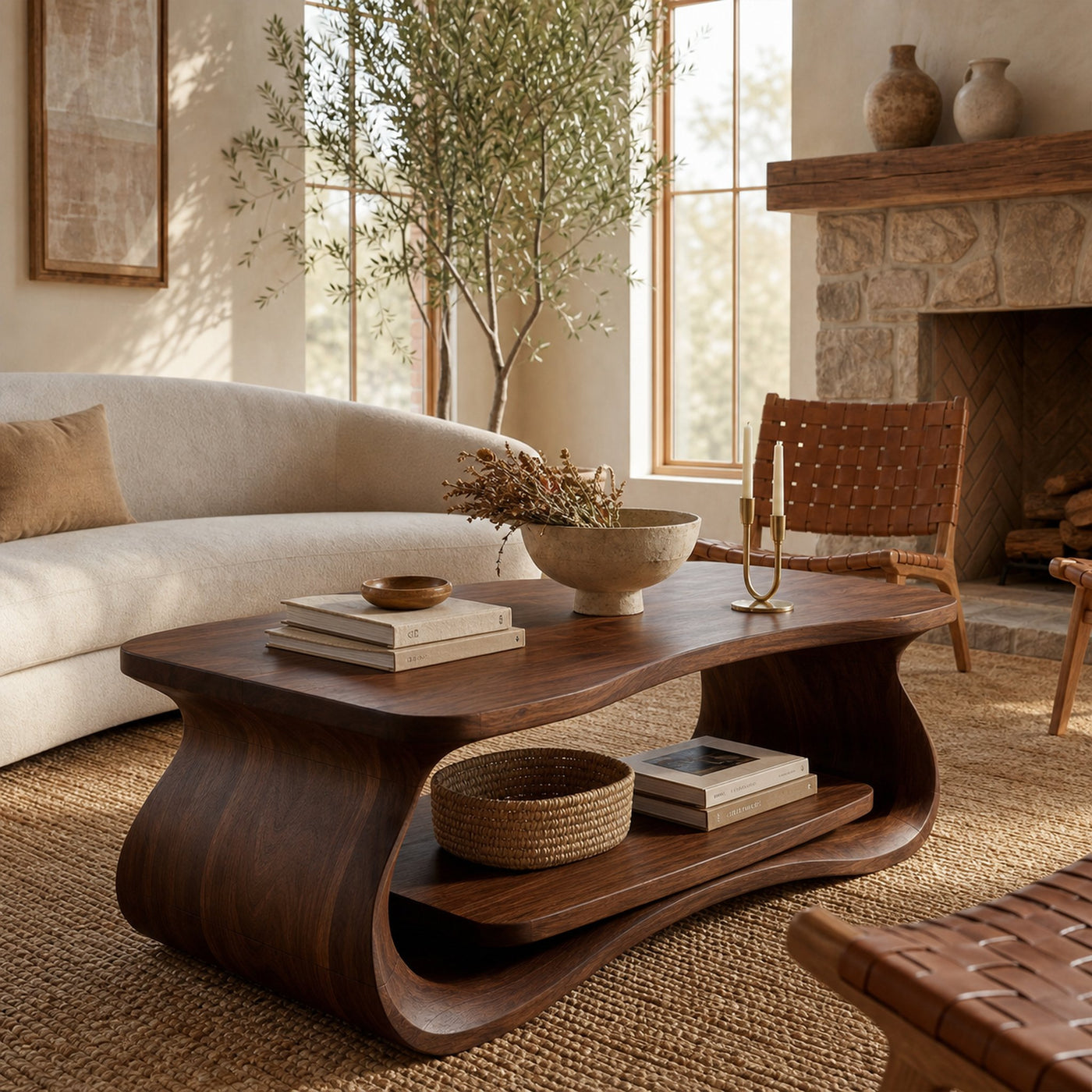 Mid Century Low Profile Coffee Table Living Room - product view 6