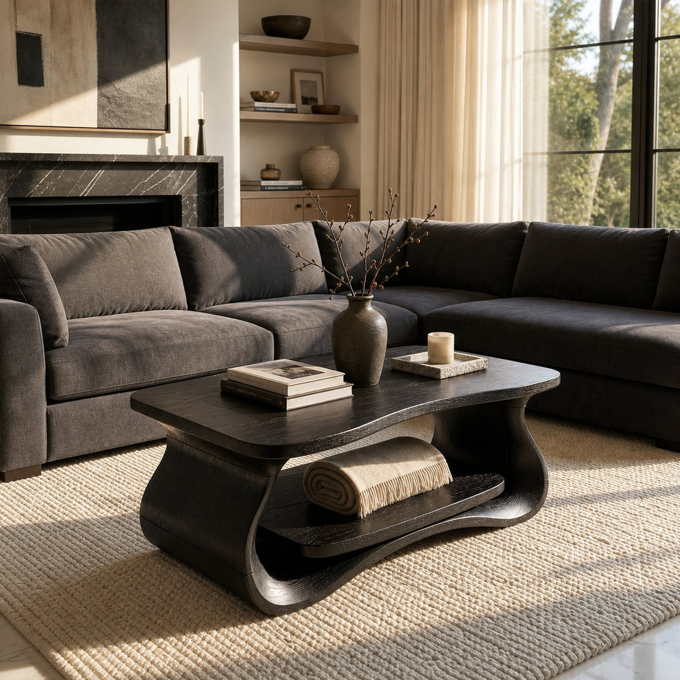 Mid Century Low Profile Coffee Table Living Room - product view 7