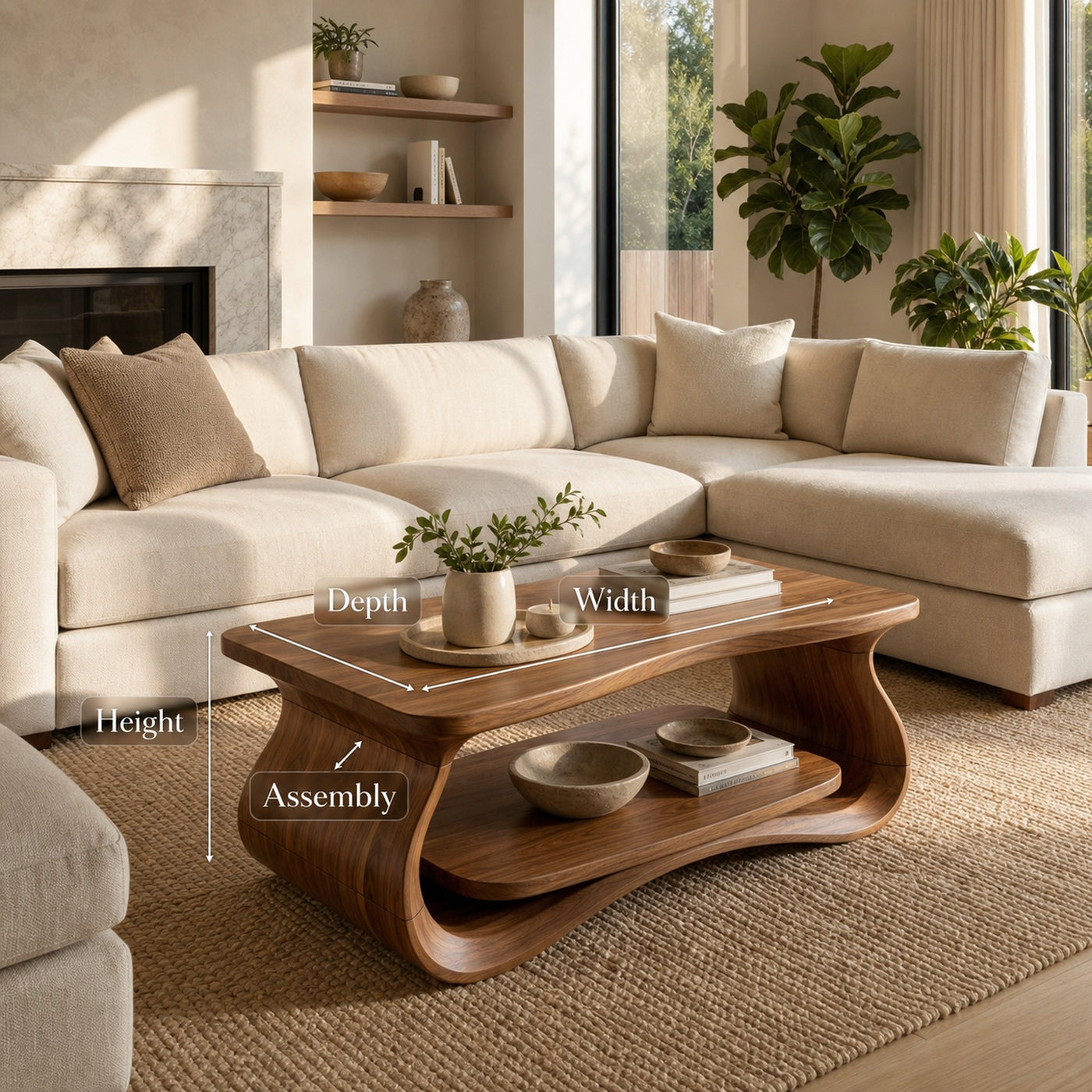 Mid Century Low Profile Coffee Table Living Room - product view 8