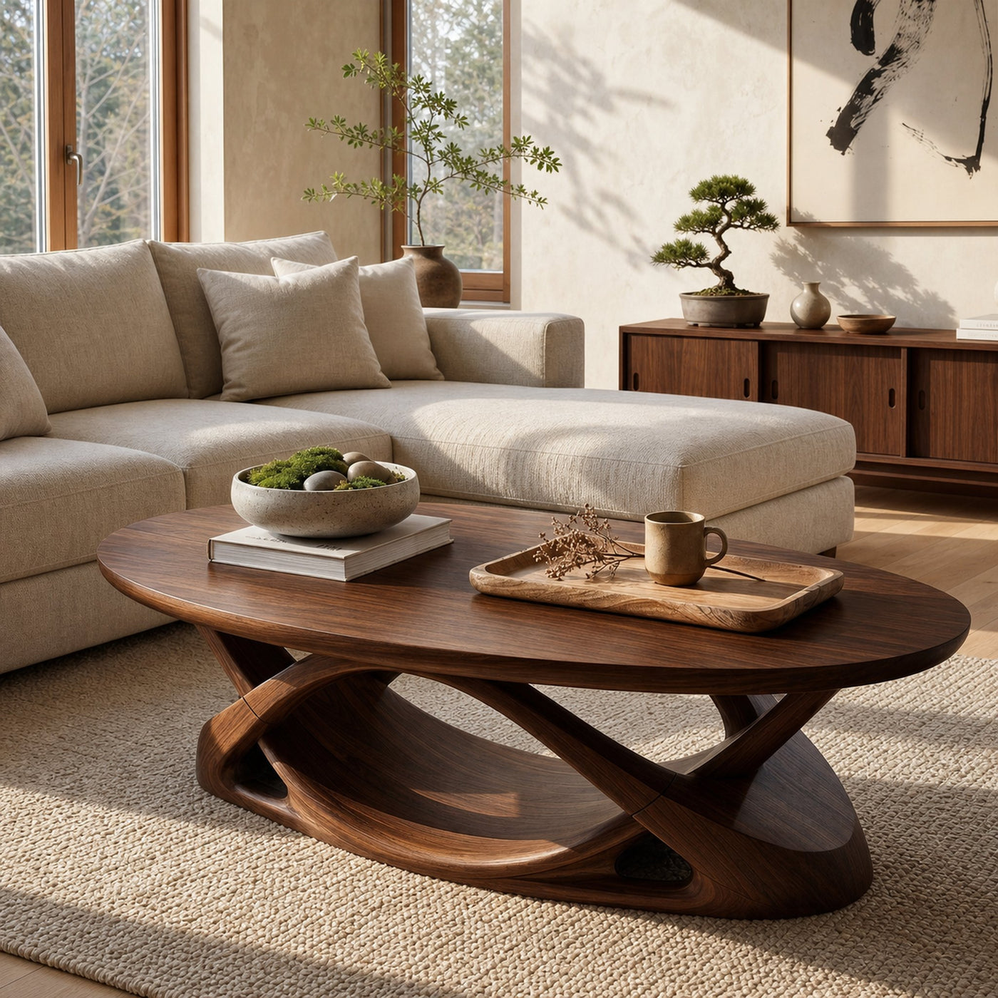 Mid Century Minimal Coffee Table Lounge Bedroom - product view 6