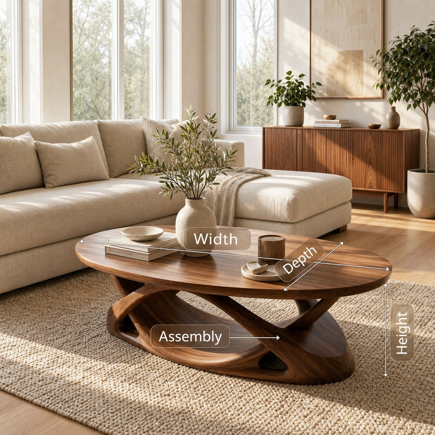 Mid Century Minimal Coffee Table Lounge Bedroom - product view 8
