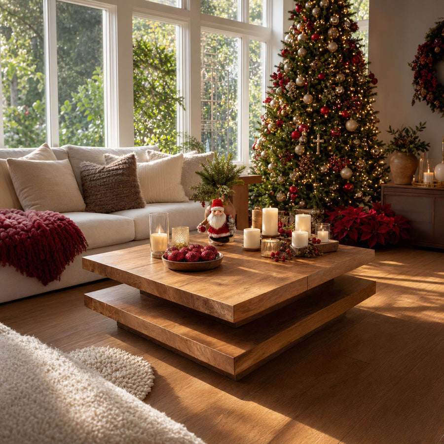 Mid Century Modern Coffee Table Solid Wood For Christmas Style