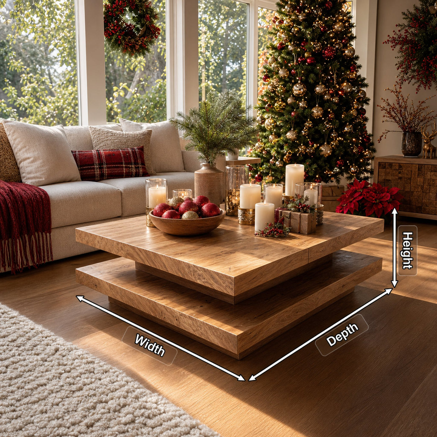 Mid Century Modern Coffee Table Solid Wood For Christmas Style - product view 8