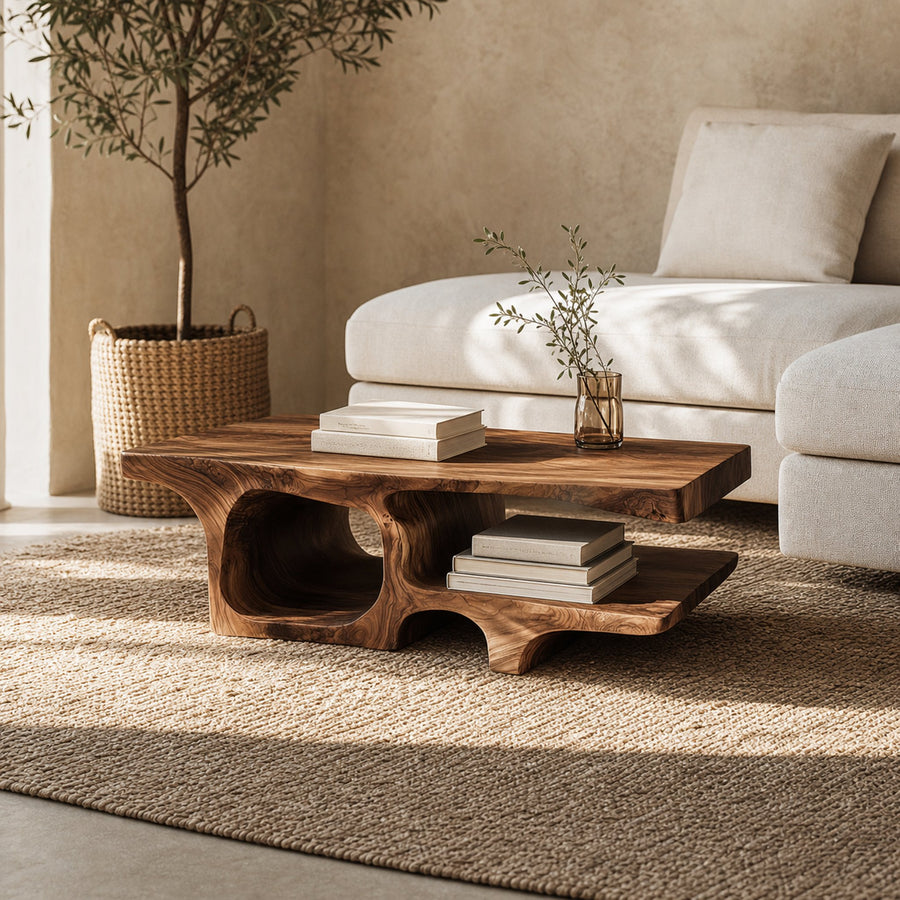 Mid Century Modern Curved Coffee Table Living Room Family Room