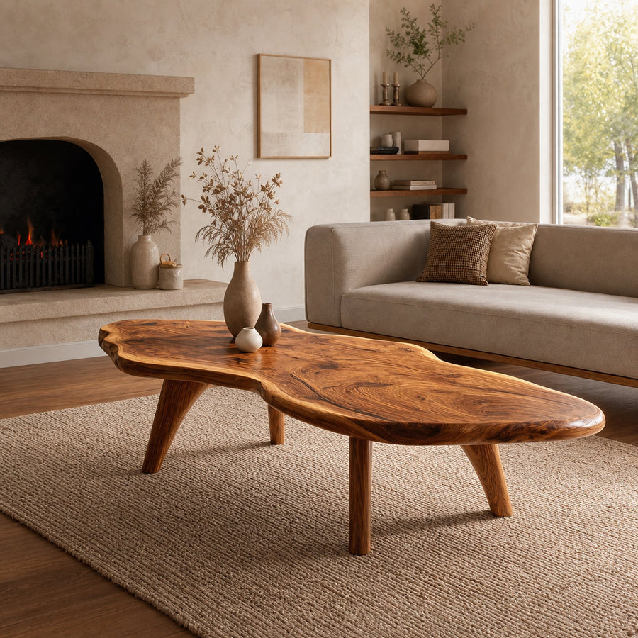 Mid Century Modern Live Edge Coffee Table For Living Room Look