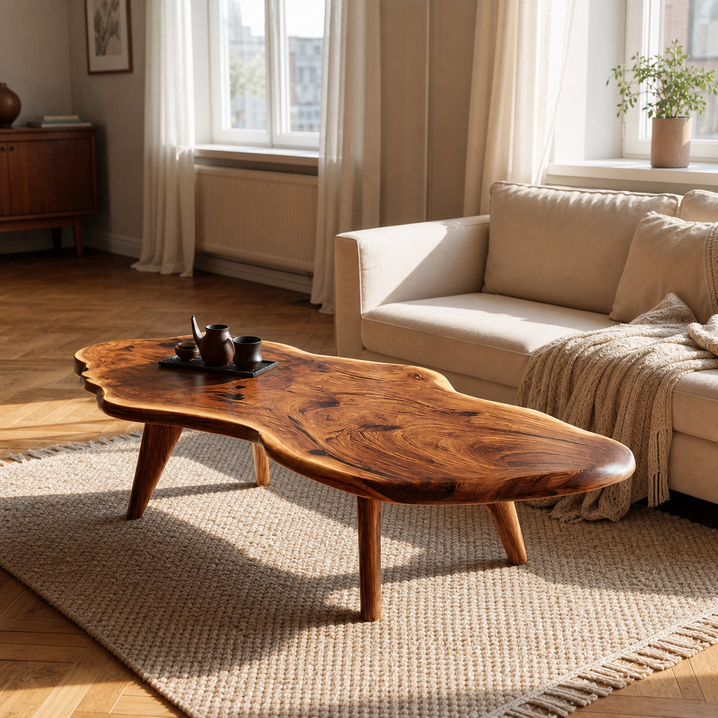 Mid Century Modern Live Edge Coffee Table For Living Room Look - product view 6