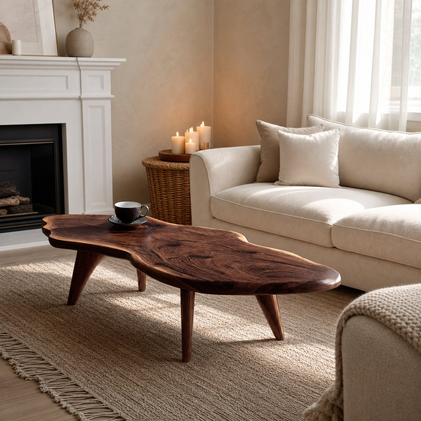 Mid Century Modern Live Edge Coffee Table For Living Room Look - product view 7